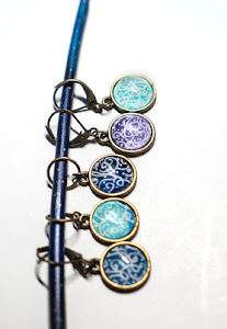 5 Whimsy Scrolls Brass Handpainted Crochet Markers