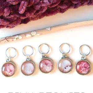 5 Pink Peonies Stitch Markers