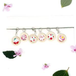 3 Stitch Keepers, 3 Knitting Needle Markers, Handpainted