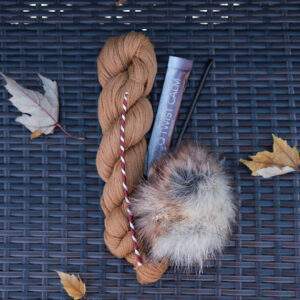 WILD SARSAPARILLA SKEIN & 4MM CANDY CANE BUNDLE WITH POM POM