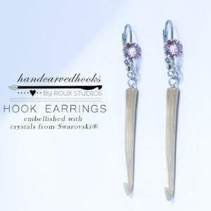 Hook EARRINGS WITH SWAROVSKI CRYSTALS - rose