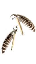 WILD TURKEY FEATHER HOOK EARRINGS, MEDIUM