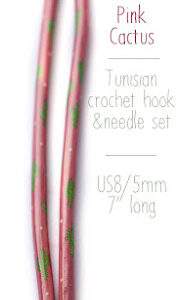 Pink Cactus Tunisian Crochet Hook/Needle